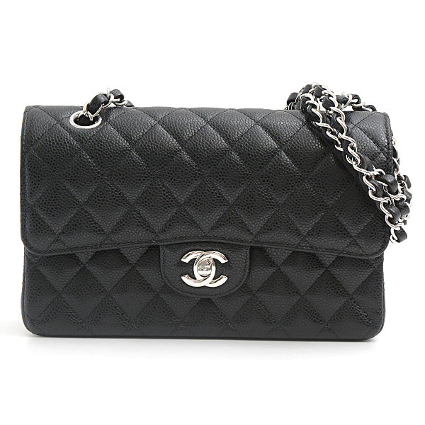 Chanel Caviar Skin Matelasse Double Flap Chain Shoulder Bag A01113