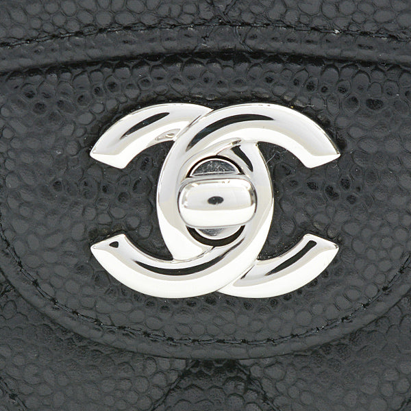 Chanel Caviar Skin Matelasse Double Flap Chain Shoulder Bag A01113