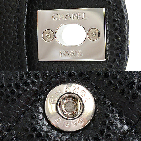 Chanel Caviar Skin Matelasse Double Flap Chain Shoulder Bag A01113