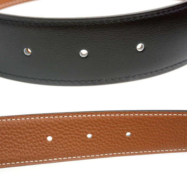 Hermes Men's Reversible Constance Belt Box Calf Togo Black Brown in Great Condition