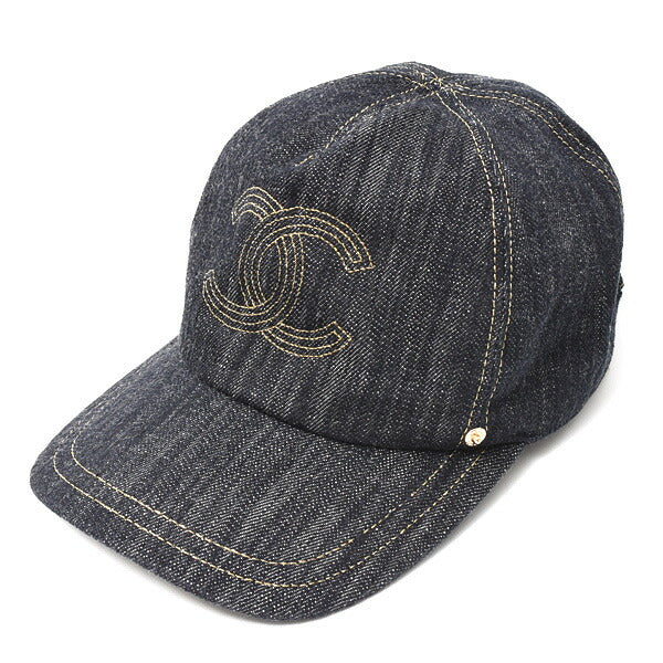 Chanel Denim Cap Cotton Navy Unisex in Great Condition