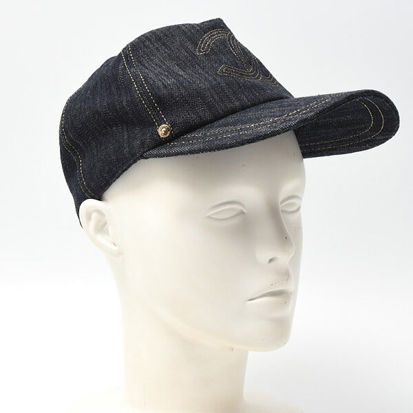 Chanel Denim Cap Cotton Navy Unisex in Great Condition