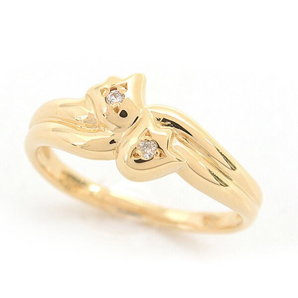 Christian Dior Tulip Motif 2P Diamond Ring in Great Condition