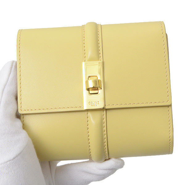 Celine Small Trifold Wallet 16 Leather Yellow in Great Condition