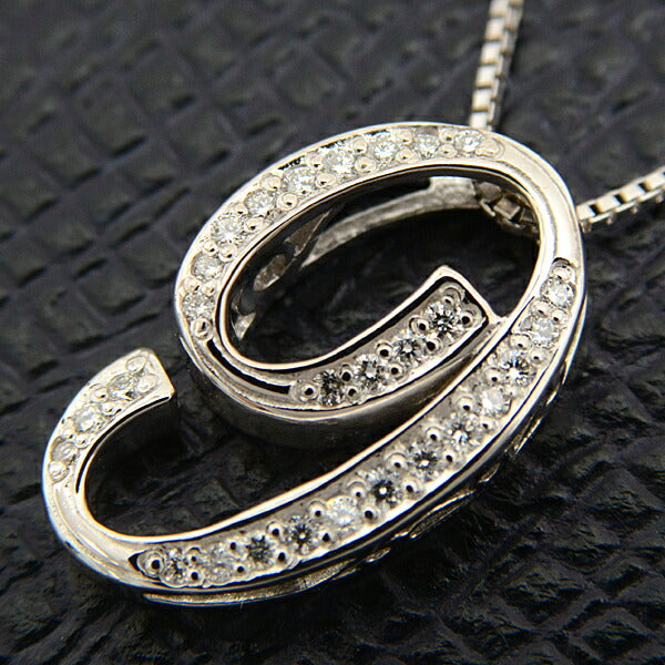 Diamond Number 9 Necklace K18WG White Gold in Great Condition