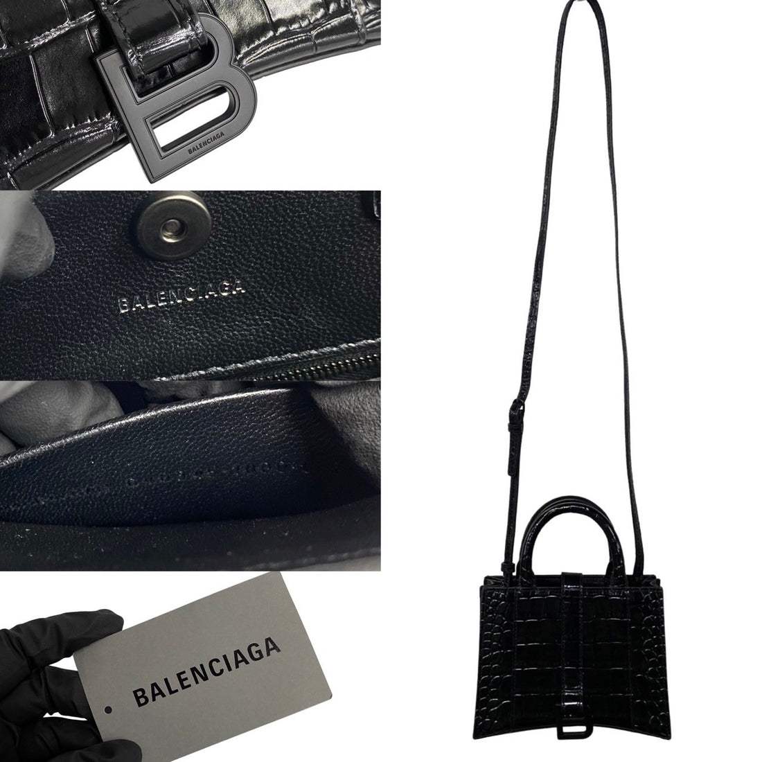 Balenciaga Hourglass East West Tote Bag Leather Crossbody Bag in Great Condition