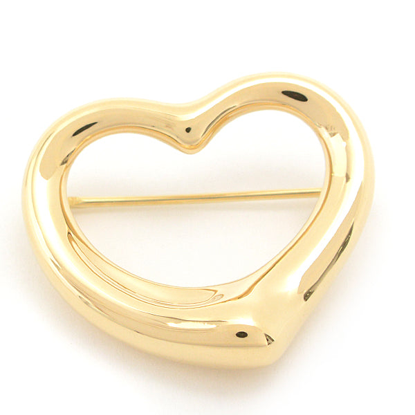 Tiffany Open Heart Brooch Yellow Gold 750YG in Great Condition