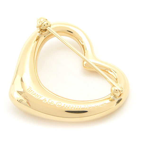 Tiffany Open Heart Brooch Yellow Gold 750YG in Great Condition