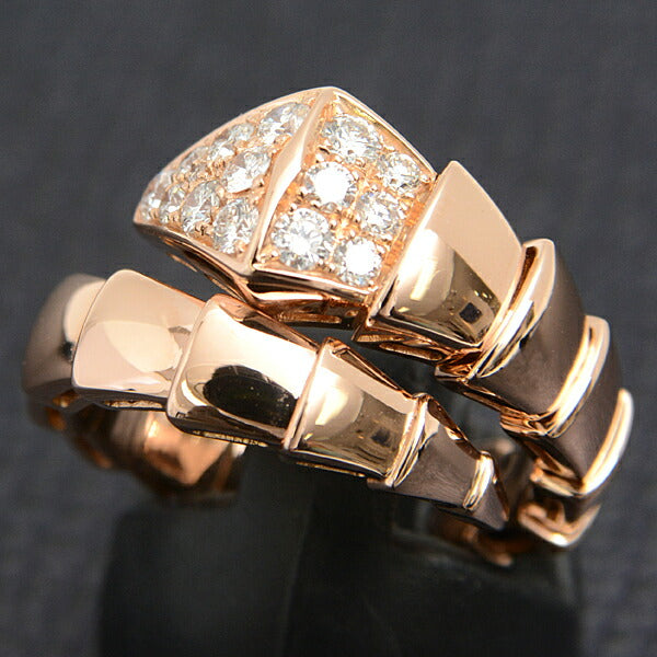 Bvlgari Serpenti Viper Diamond Ring Pink Gold in Great Condition