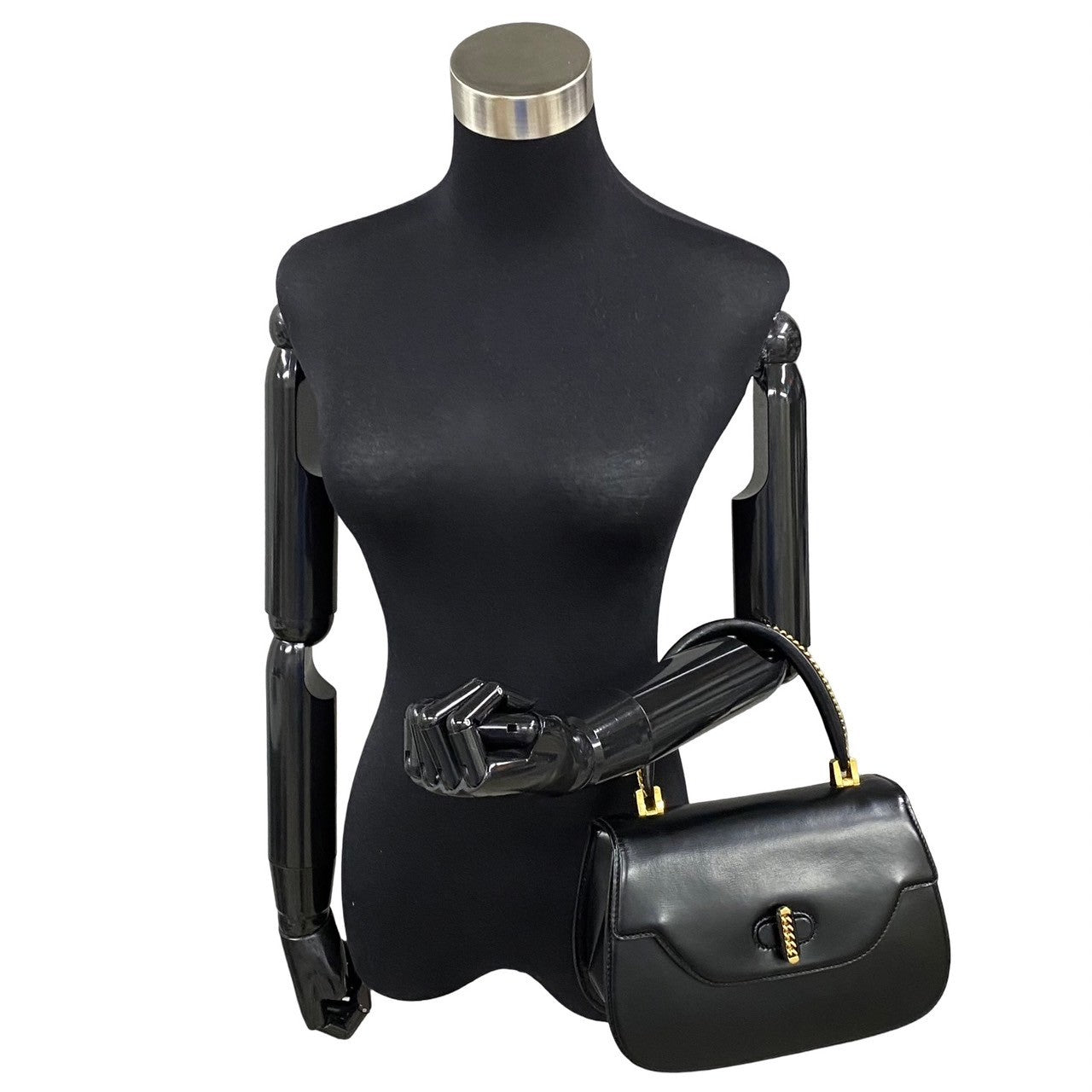 Leather Turnlock Top Handle Bag
