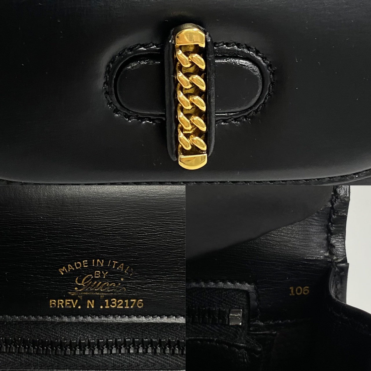 Gucci Vintage Leather Handbag Black