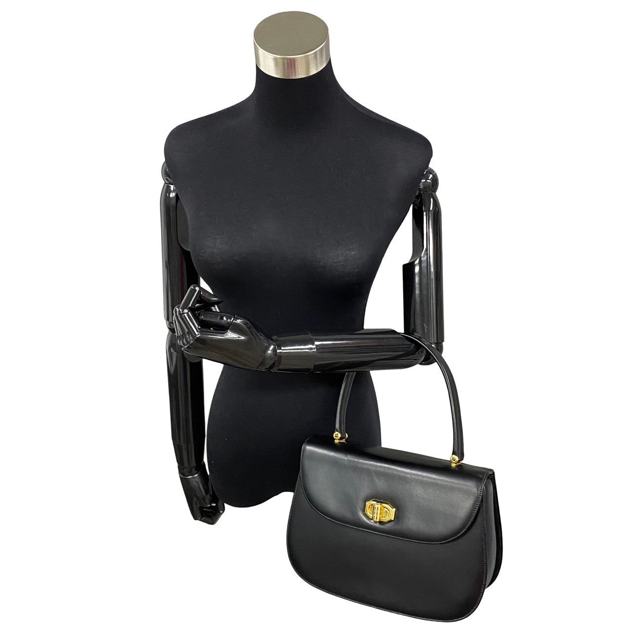 Leather Turnlock Top Handle Bag
