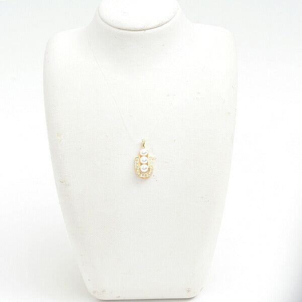 MIKIMOTO Pearl Diamond Pendant K18 Yellow Gold in Great Condition