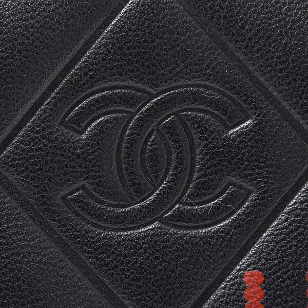 Chanel Lambskin Typography Clutch Bag Black in Great Condition