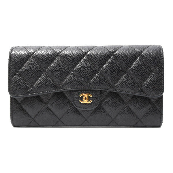 Chanel Caviar Long Flap Wallet Black