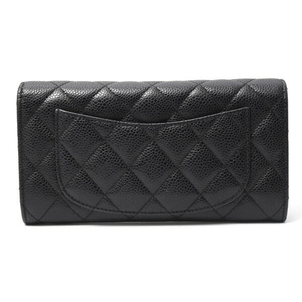 Chanel Caviar Long Flap Wallet Black