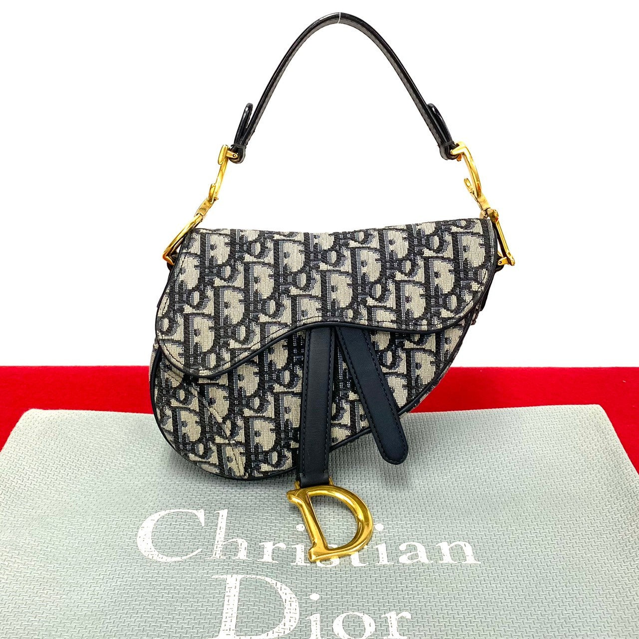 Dior Oblique Mini Saddle Bag  Canvas Handbag in Good condition