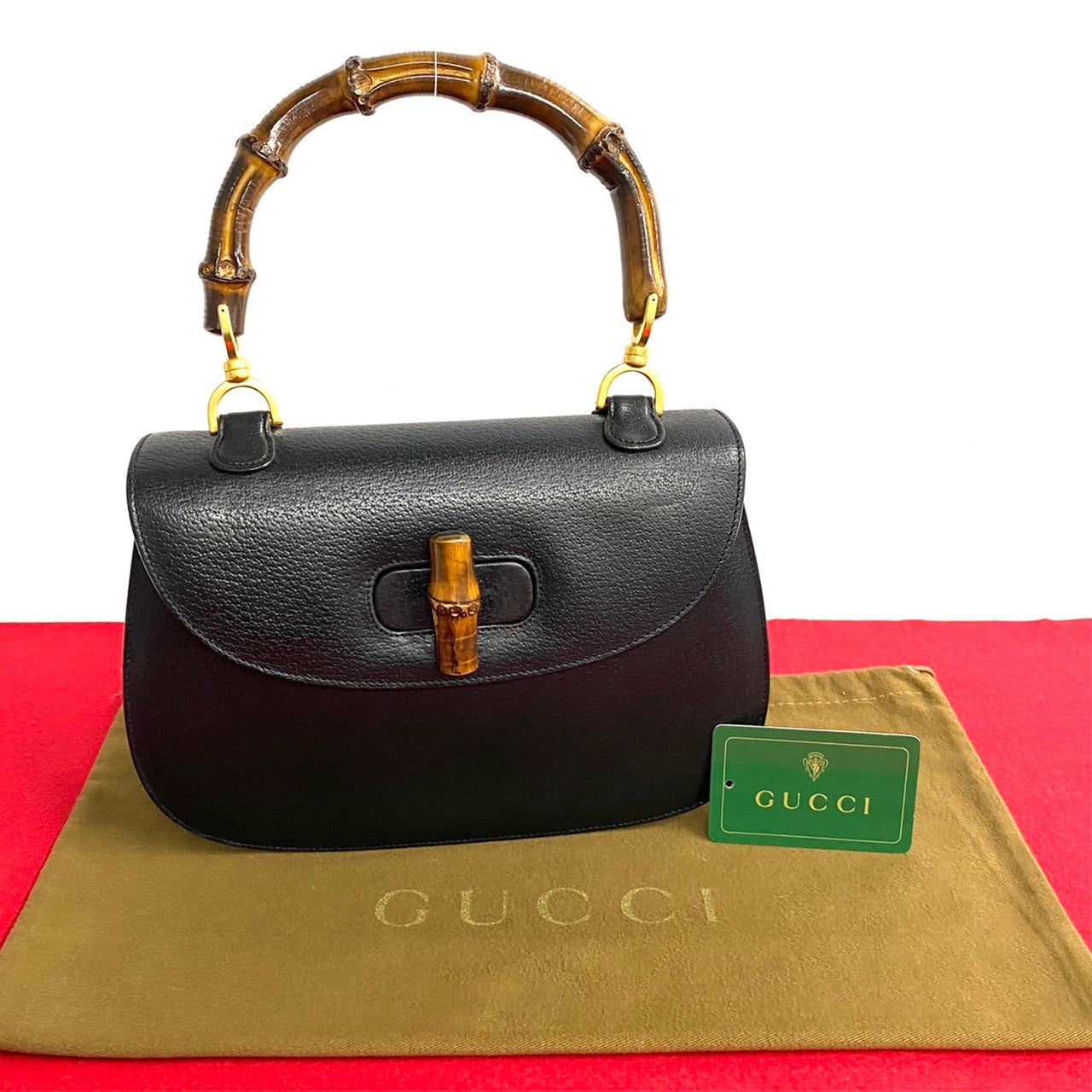 Gucci Bamboo Flap Top Handle Bag  Leather Handbag in Excellent condition