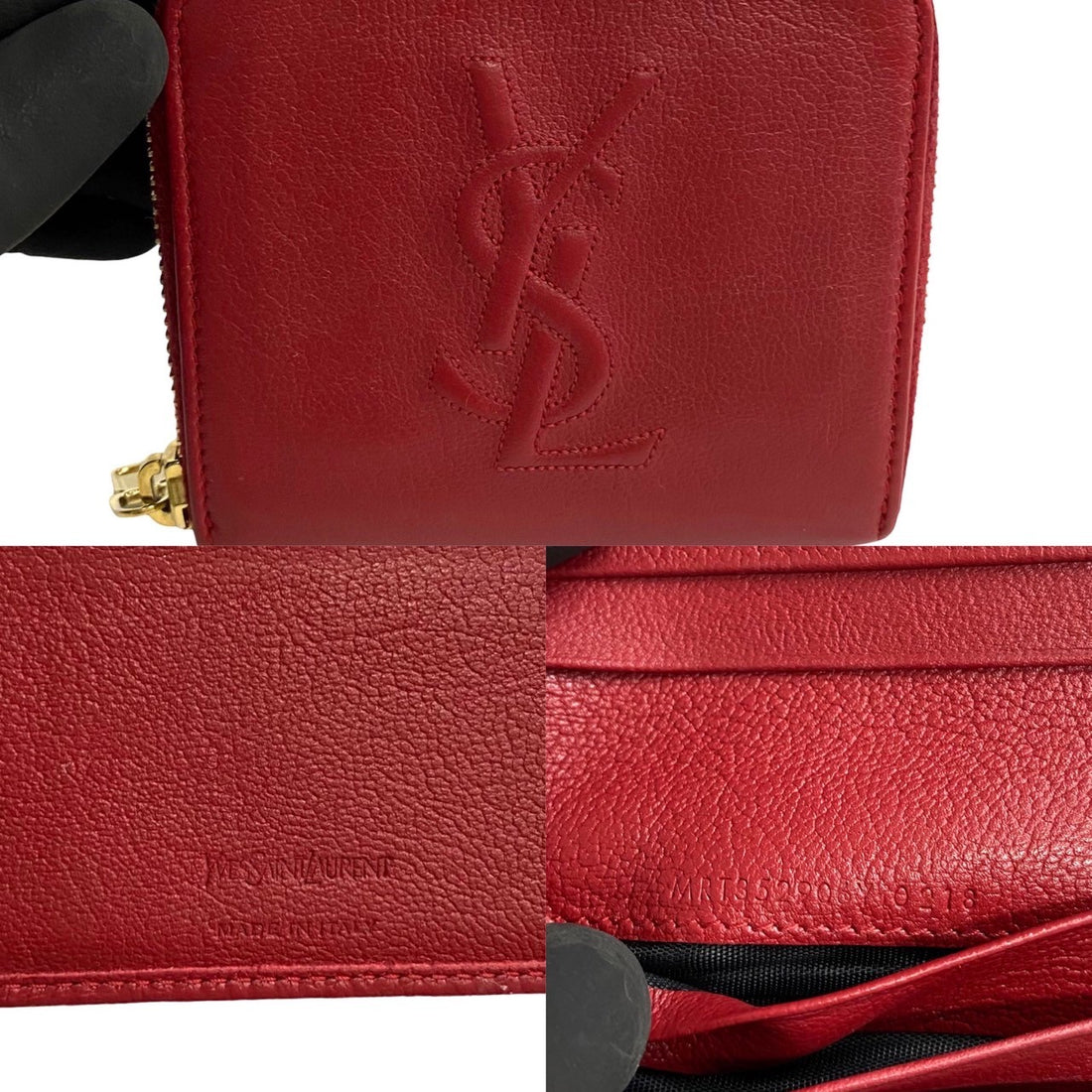 Yves Saint Laurent Leather Zip Bifold Compact Wallet Leather Short Wallet in Very Good Condition