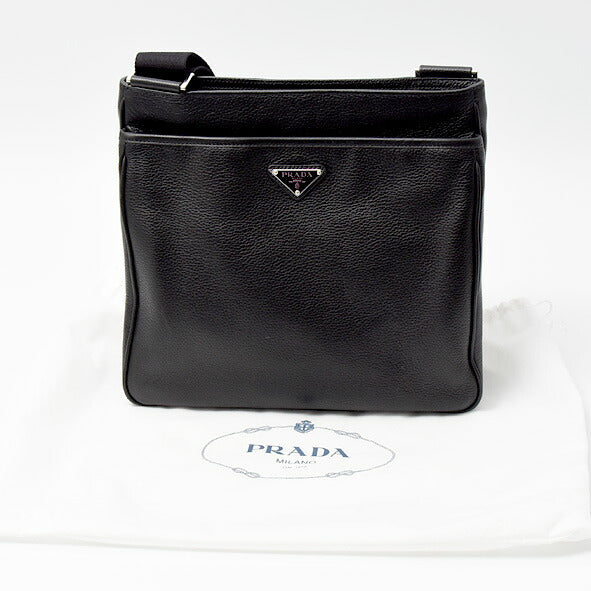 Prada Men's Black Leather Shoulder Bag