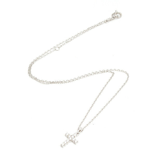 Mikimoto Diamond Cross Necklace K18WG D0.22ct