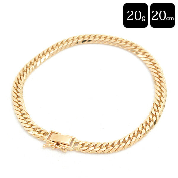 K18 6-Sided Double Chain Bracelet Yellow Gold