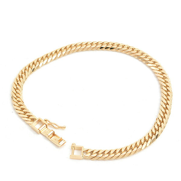 K18 6-Sided Double Chain Bracelet Yellow Gold