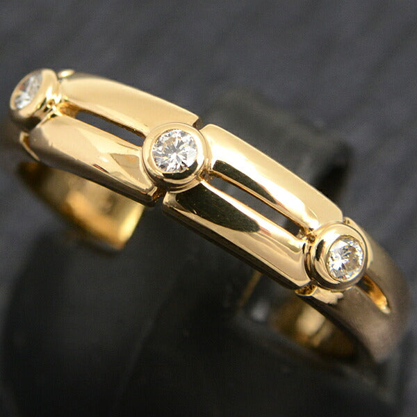 Mikimoto K18 Diamond Ring 3P YG