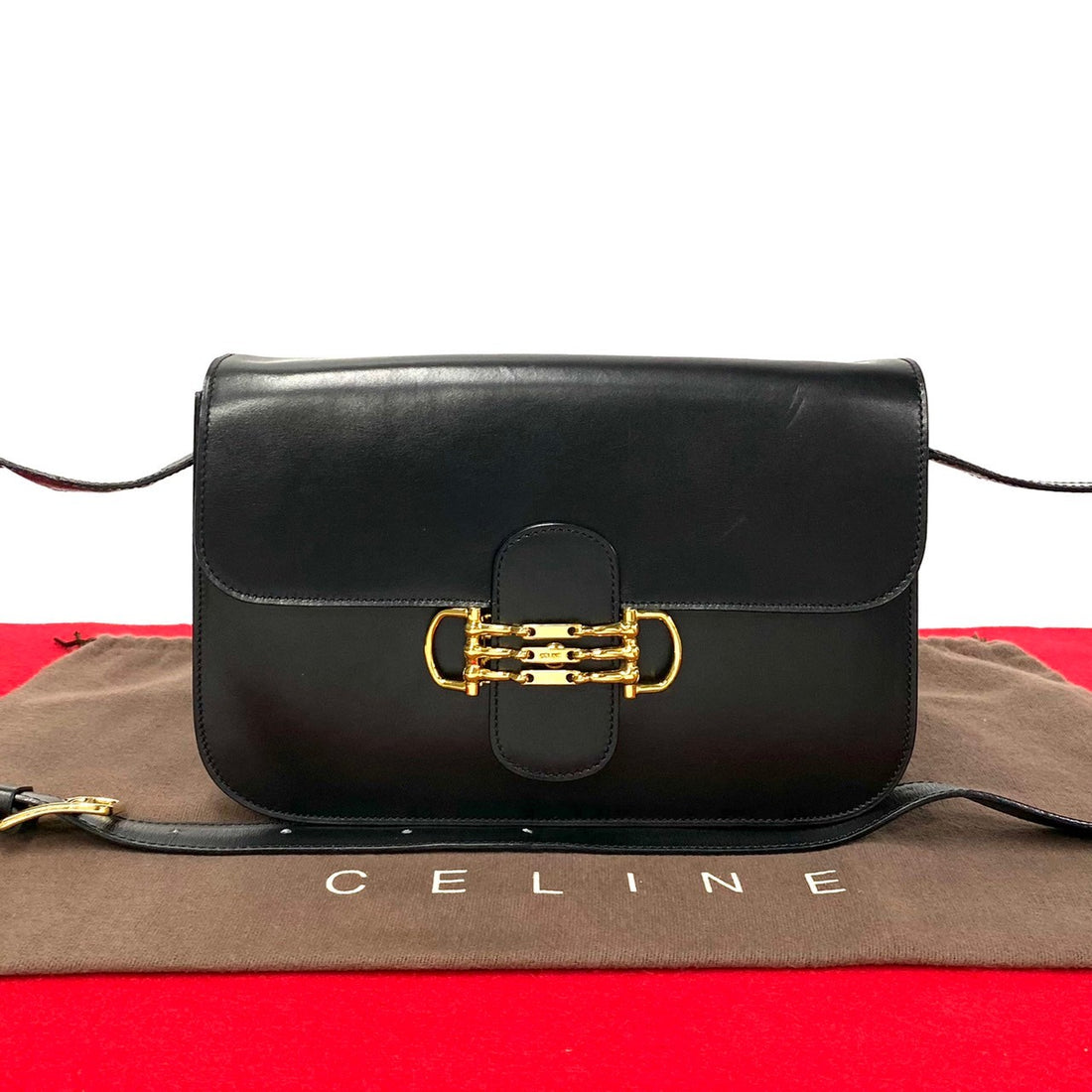 Celine Leather Horsebit Crossbody Bag  Leather Crossbody Bag in Great Condition