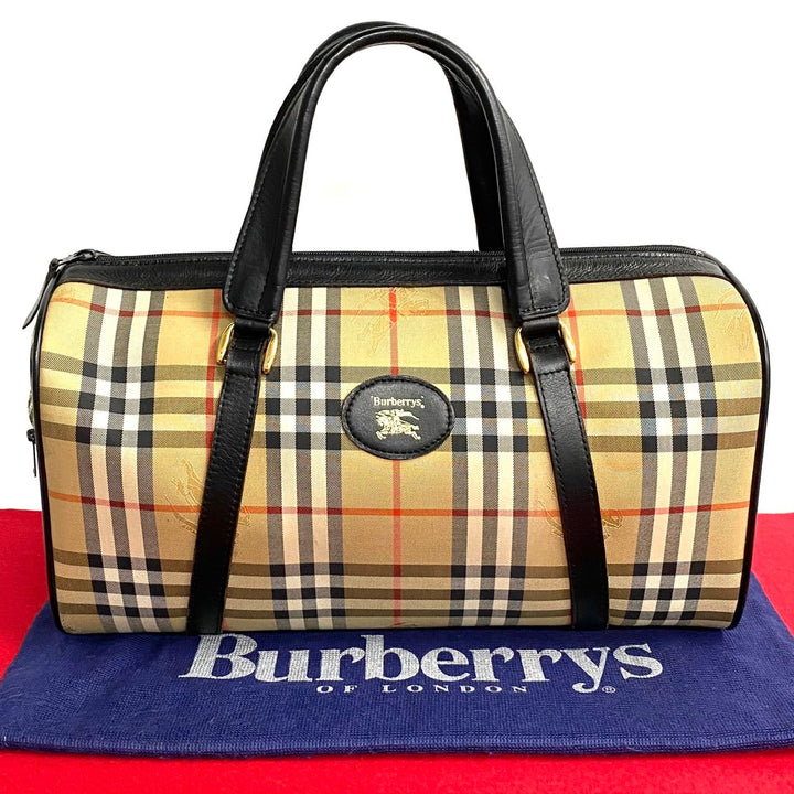 Burberry Haymarket Check Canvas Boston Bag Canvas Travel Bag in Very Good Condition