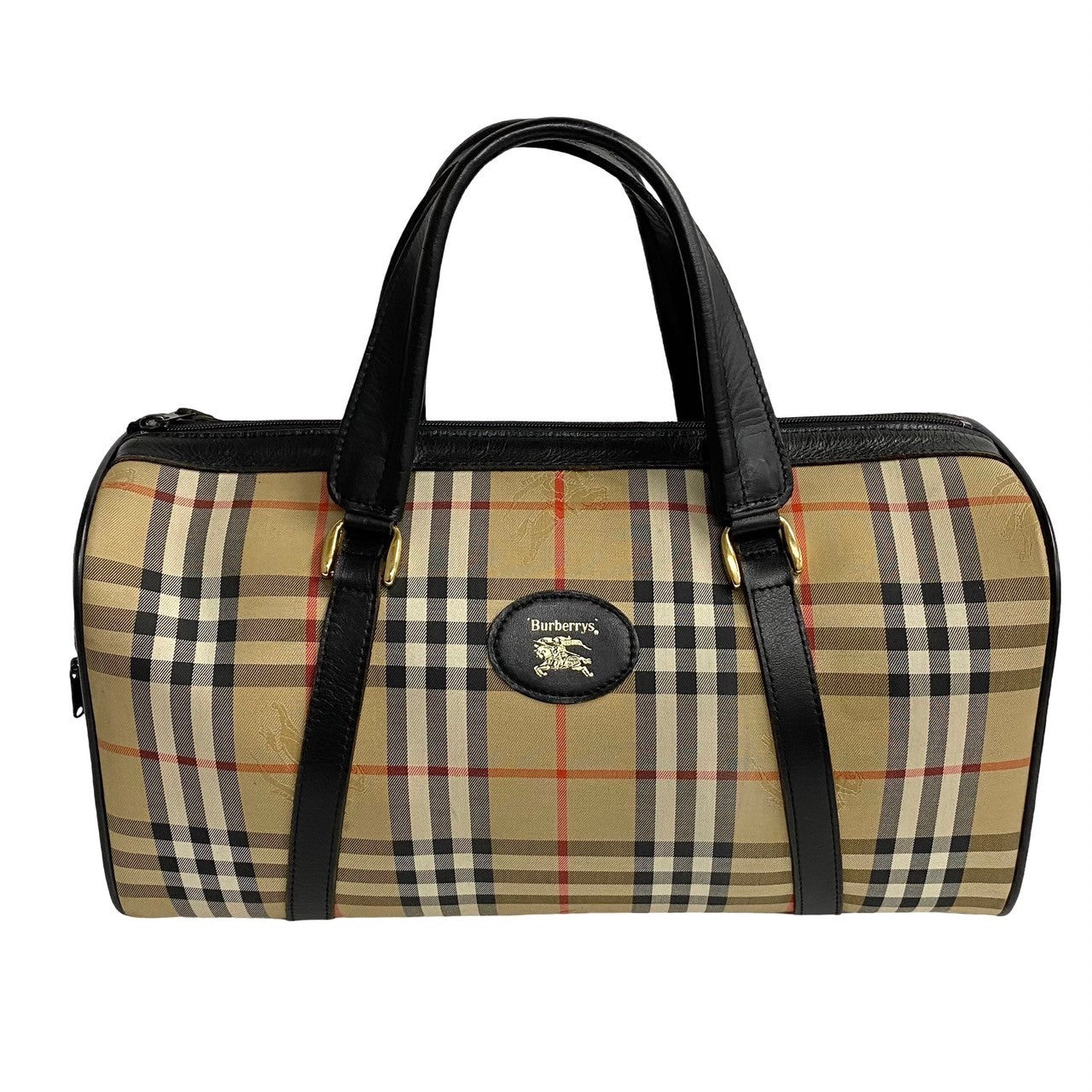 Burberry Haymarket Check Canvas Boston Bag Canvas Travel Bag in Very Good Condition