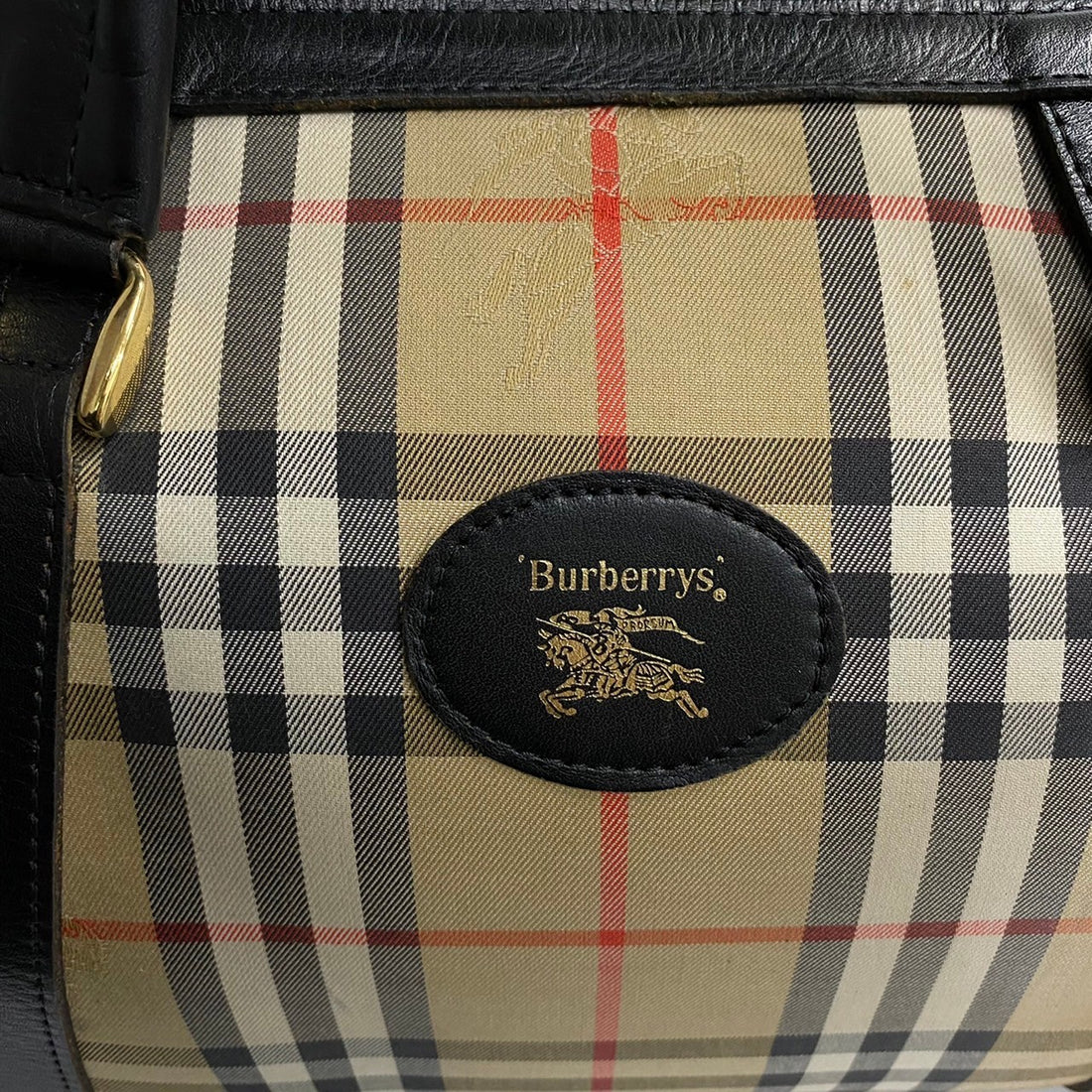 Burberry Haymarket Check Canvas Boston Bag Canvas Travel Bag in Very Good Condition