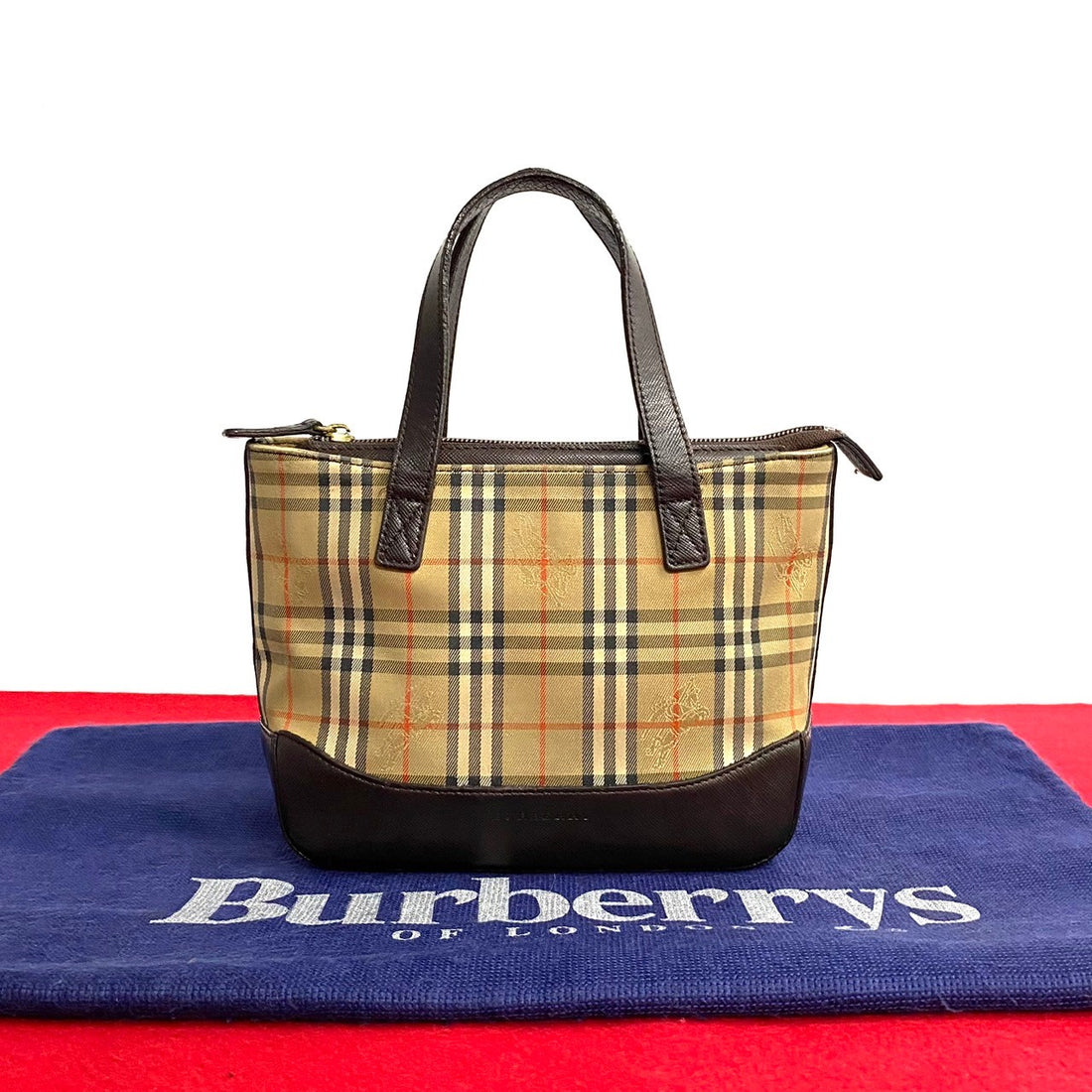 Burberry Haymarket Check Handbag Canvas Handbag in Very Good Condition