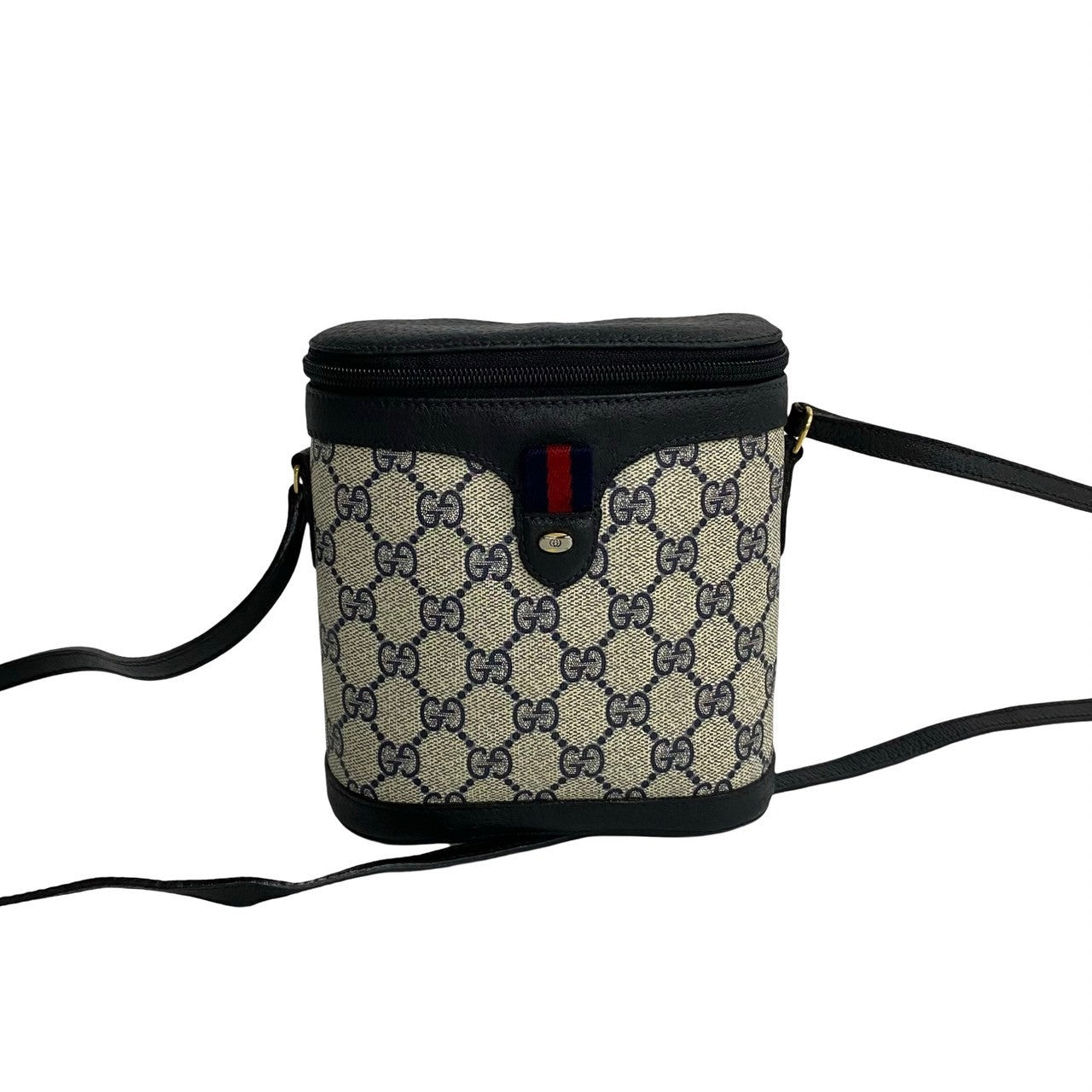 Gucci GG Canvas Web Vanity Bag  Leather Crossbody Bag in Very Good Condition