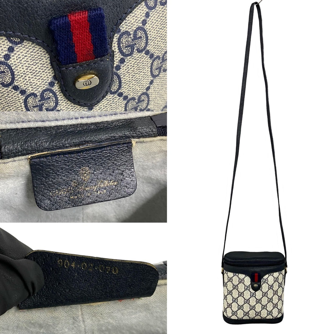 Gucci GG Canvas Web Vanity Bag  Leather Crossbody Bag in Very Good Condition