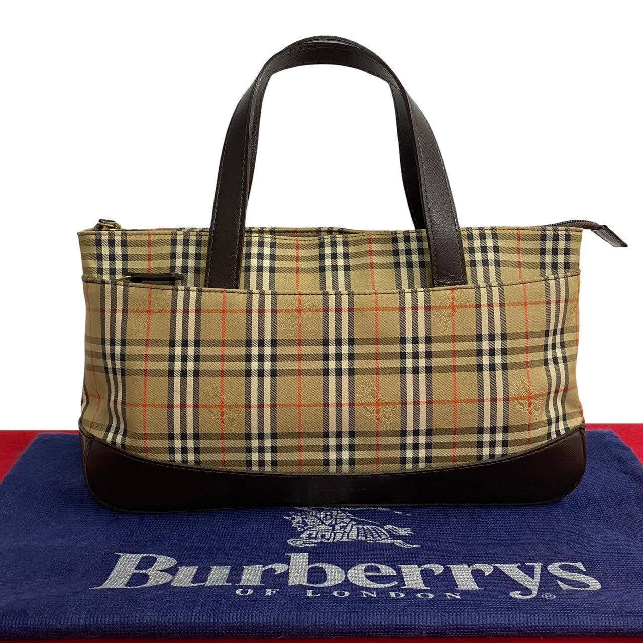 Burberry Haymarket Check Canvas & Leather Handbag Canvas Handbag in Excellent condition