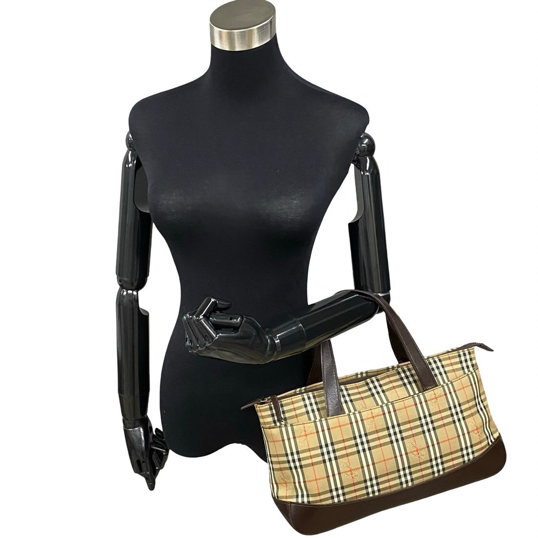 Burberry Haymarket Check Canvas & Leather Handbag Canvas Handbag