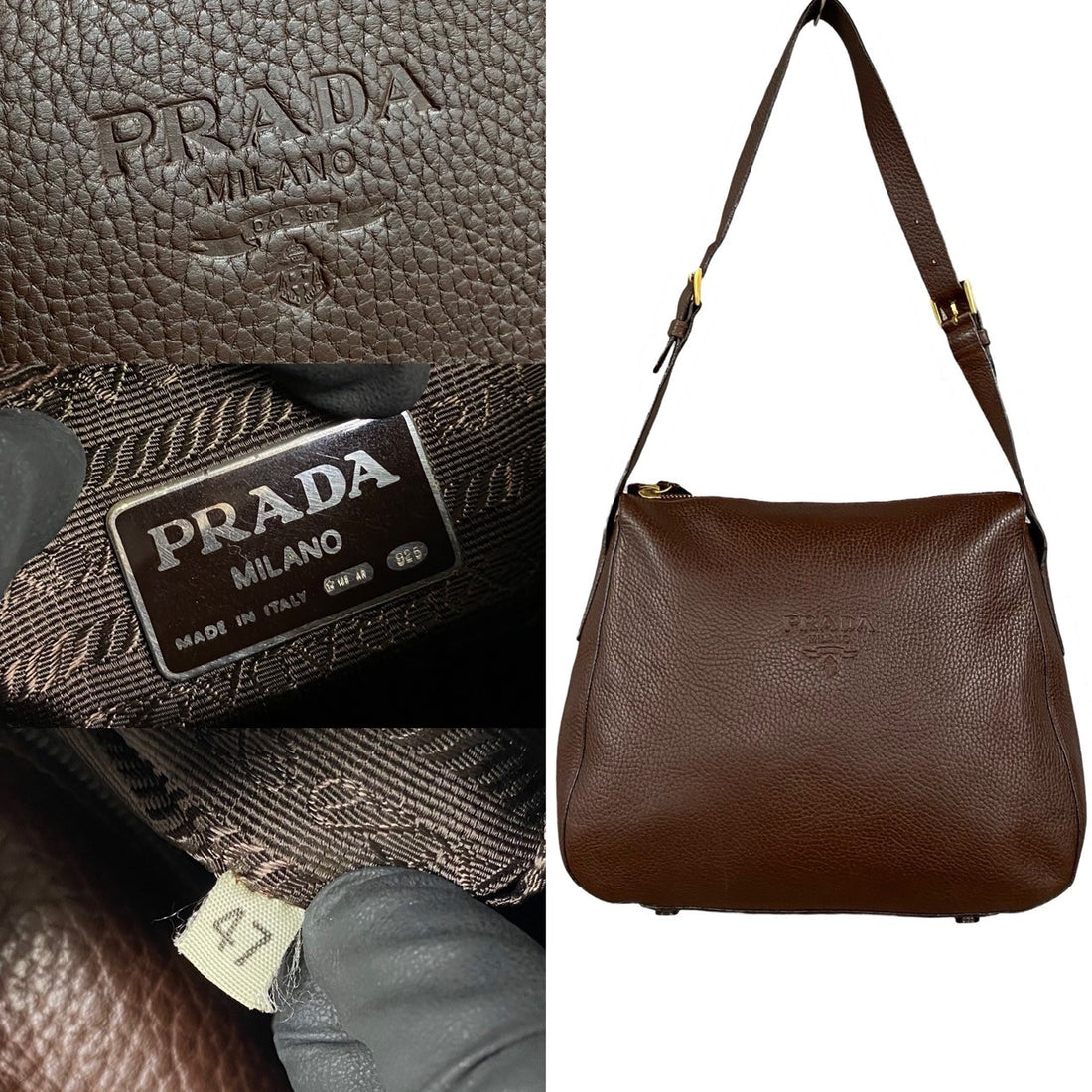 Prada Leather Shoulder Bag Leather Shoulder Bag in Very Good Condition