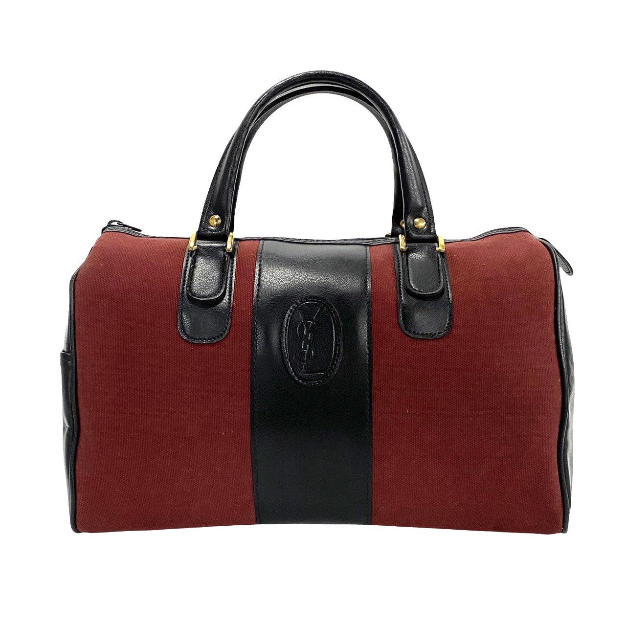 Yves Saint Laurent Canvas & Leather Mini Boston Bag Canvas Handbag in Good condition