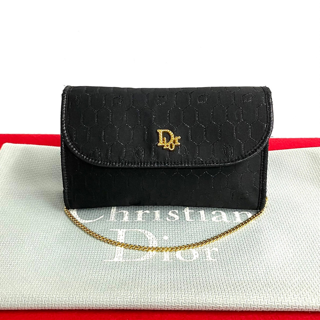 Dior Honeycomb Canvas Chain Crossbody Bag Canvas Crossbody Bag in Very Good Condition