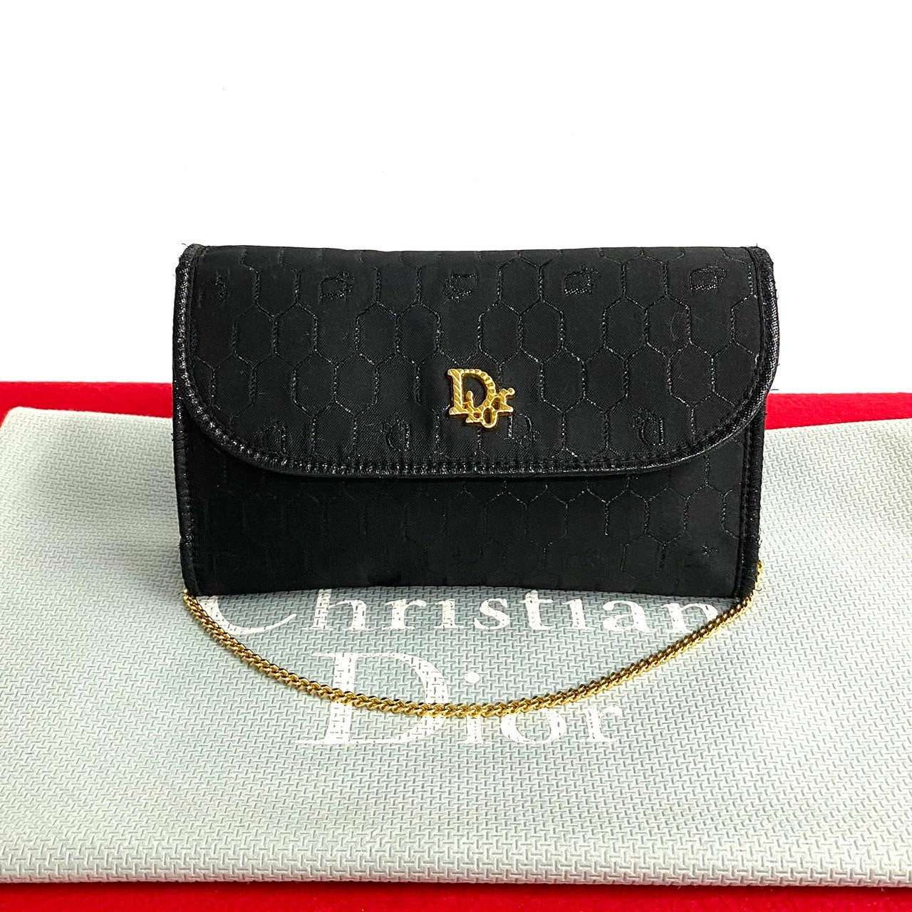 Dior Honeycomb Canvas Chain Crossbody Bag Canvas Crossbody Bag in Good condition