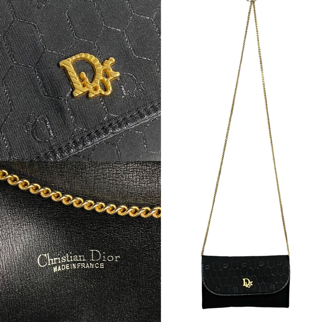 Dior Honeycomb Canvas Chain Crossbody Bag Canvas Crossbody Bag in Very Good Condition