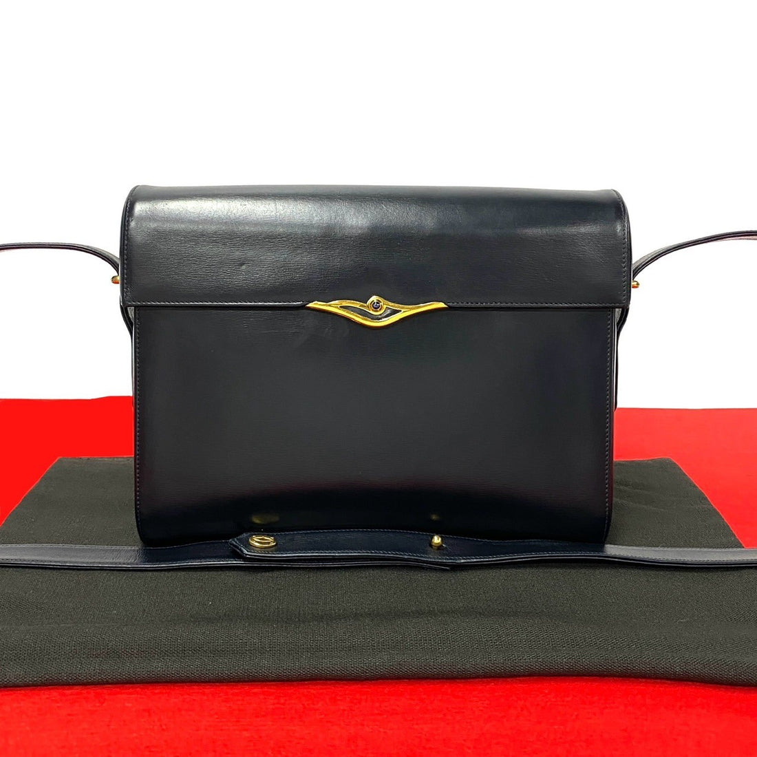 Cartier Sapphire de Cartier Shoulder Bag Leather Shoulder Bag 22965 in Very Good Condition