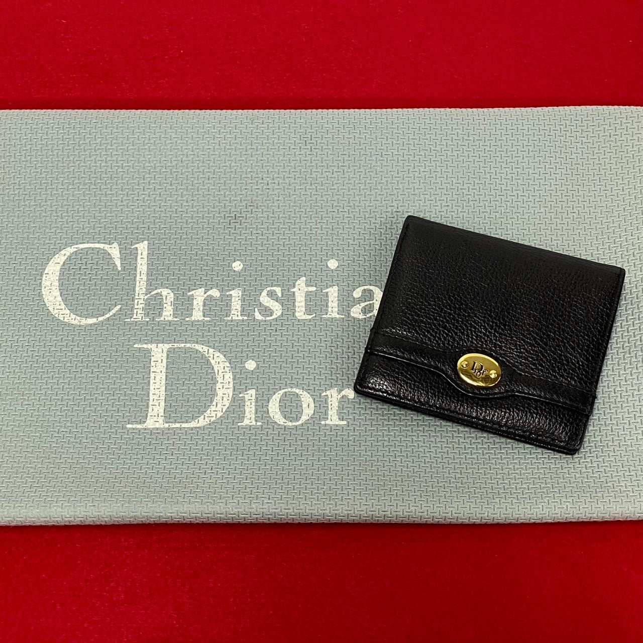 Dior Leather Bifold Mini Wallet Leather Short Wallet in Excellent condition