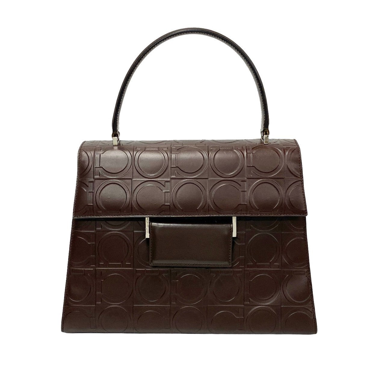 Salvatore Ferragamo Gancini Embossed Leather Handbag Leather Handbag DY-21 0855 in Very Good Condition