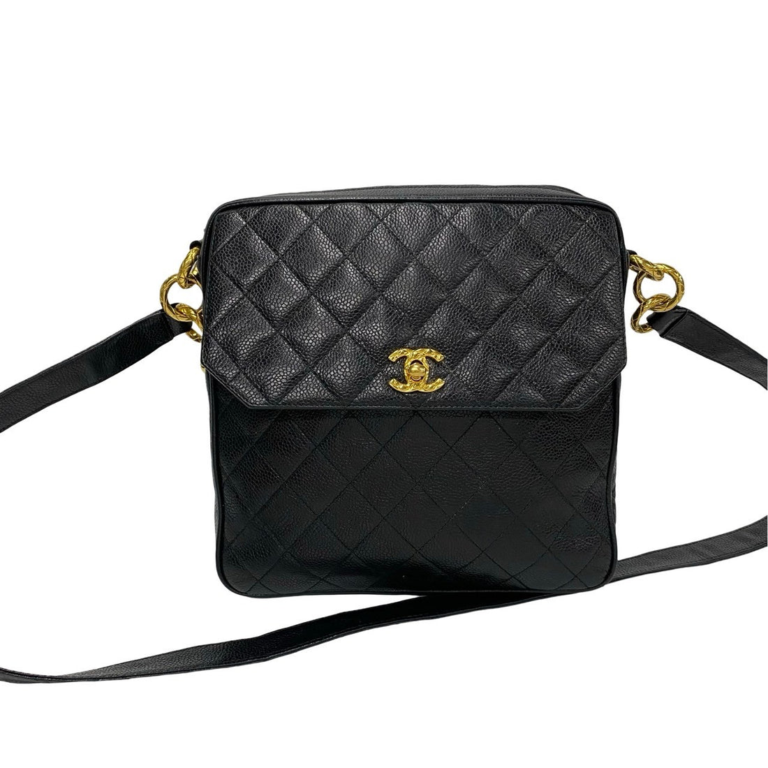 Chanel CC Caviar Flap Crossbody Bag  Leather Crossbody Bag in Very Good Condition