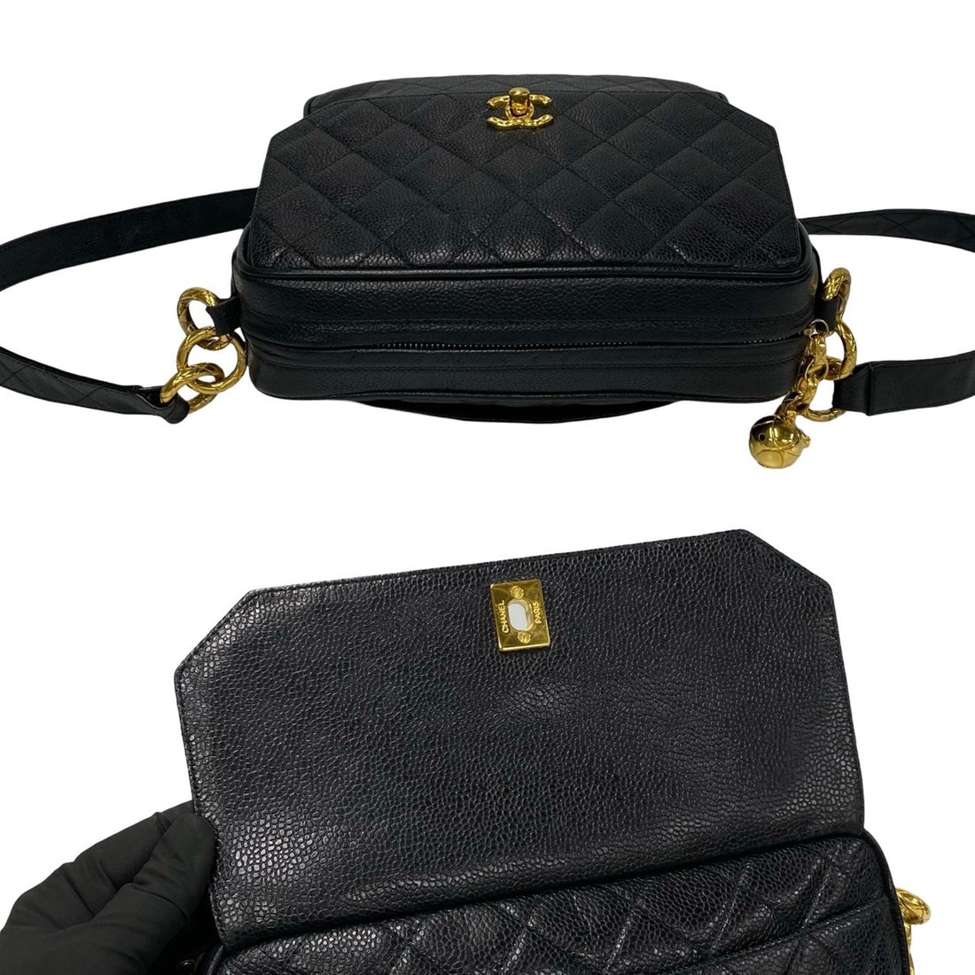 Chanel CC Caviar Flap Crossbody Bag  Leather Crossbody Bag in Very Good Condition