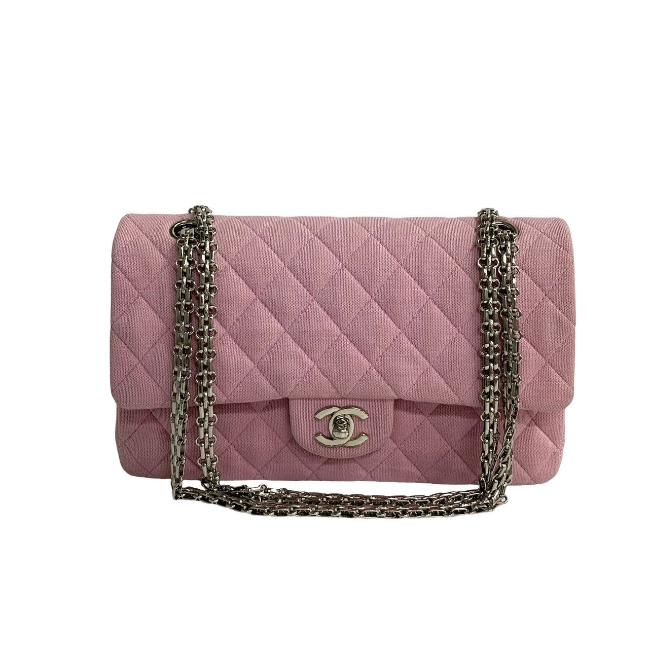 Chanel Medium Classic Double Flap Bag  Cotton Crossbody Bag in Very Good Condition