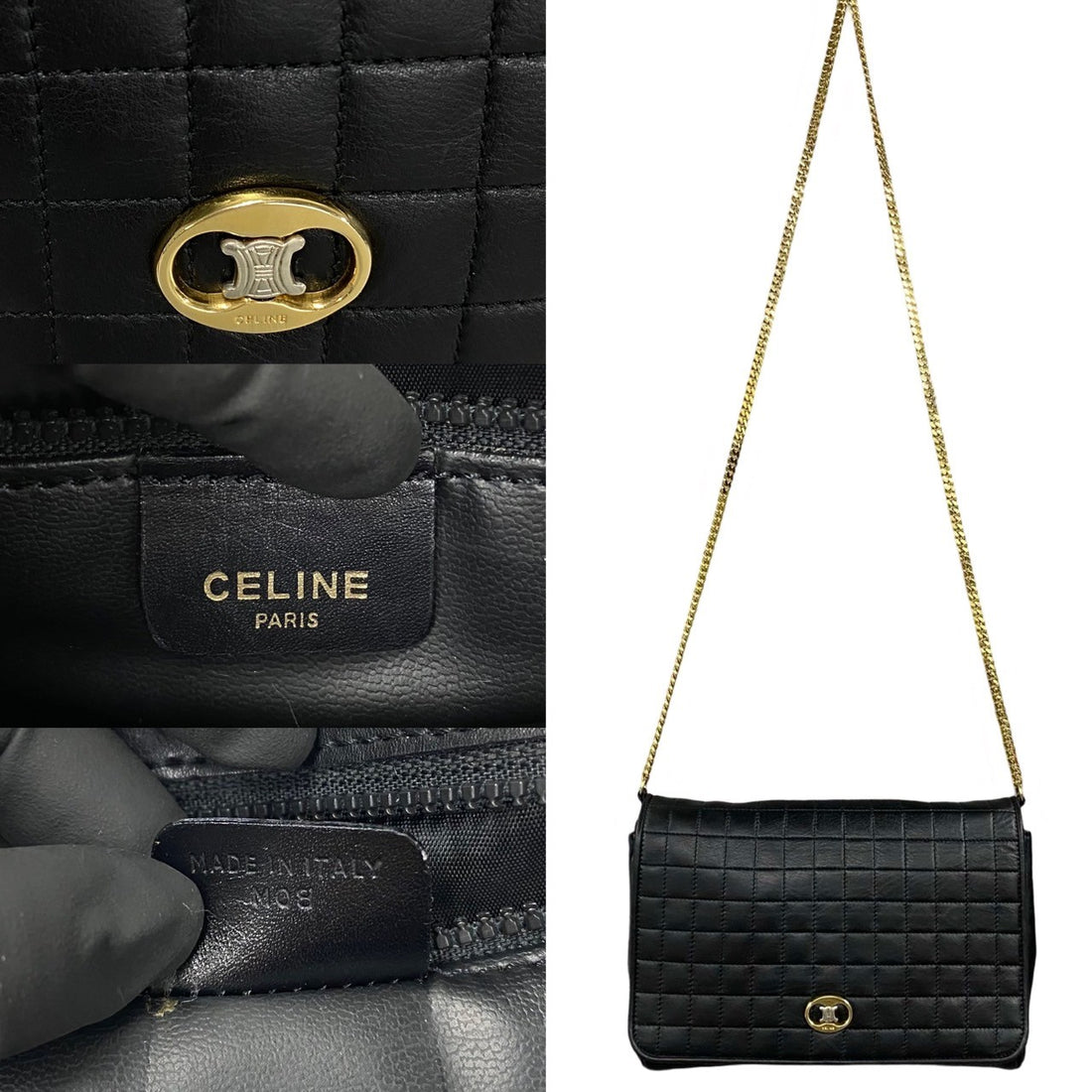 Celine Quilted Leather Chain Crossbody Bag Leather Crossbody Bag