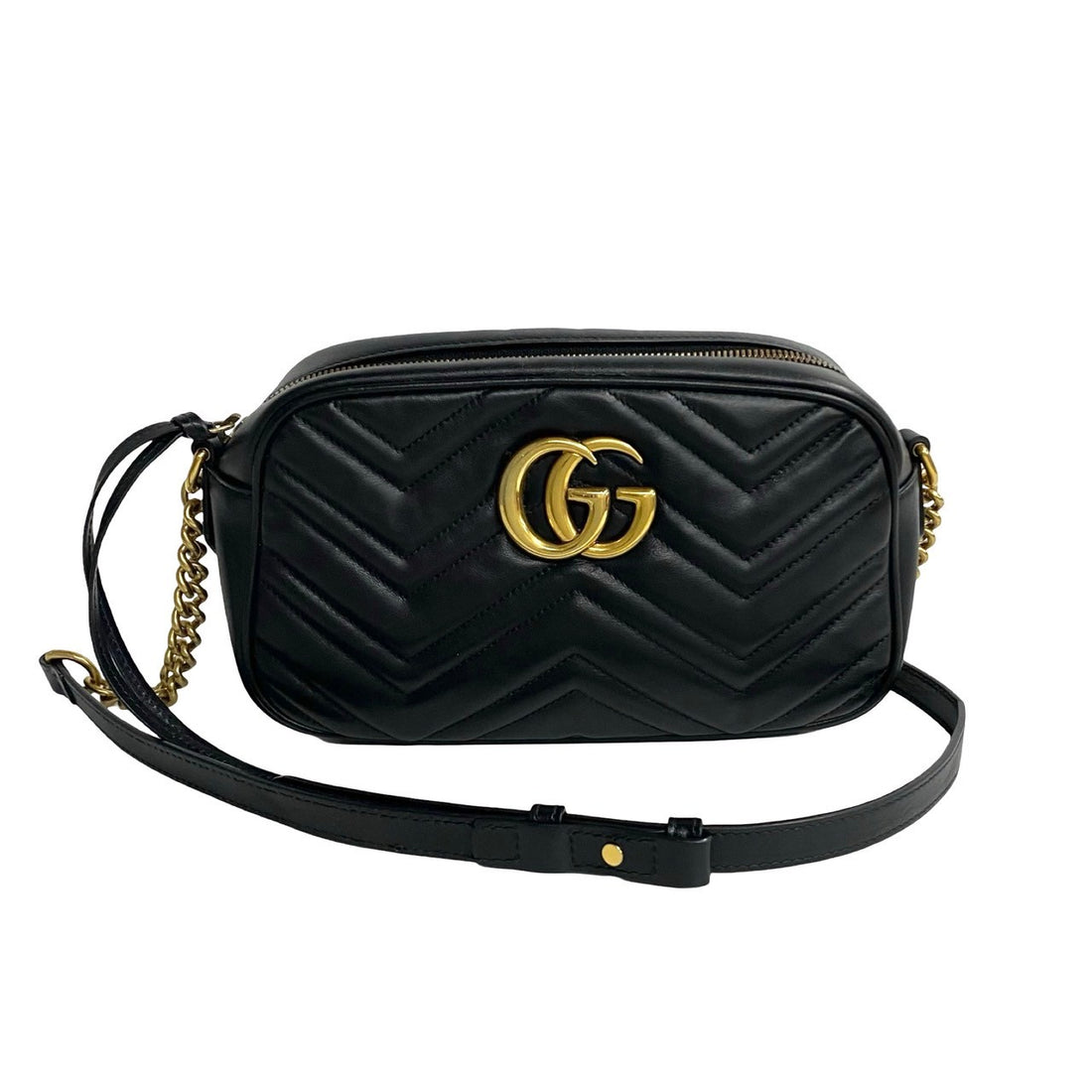 Gucci Gucci Gg Marmont Chain Shoulder Bag Black Leather Shoulder Bag 447632 in Very Good Condition